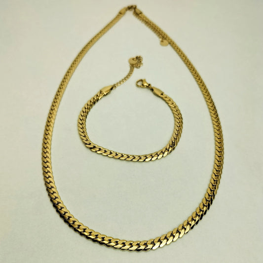 Ensemble collier et bracelet chaîne serpent